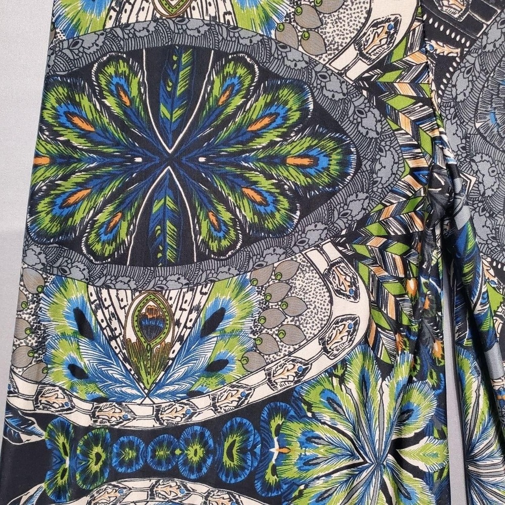 True Light USA Y2K Mandala Peacock Wide Leg Jumpsuit Women S Blue Strapless Boho - Picture 7 of 12
